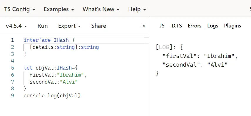 define Hashmap or Dictionary interface in TypeScript