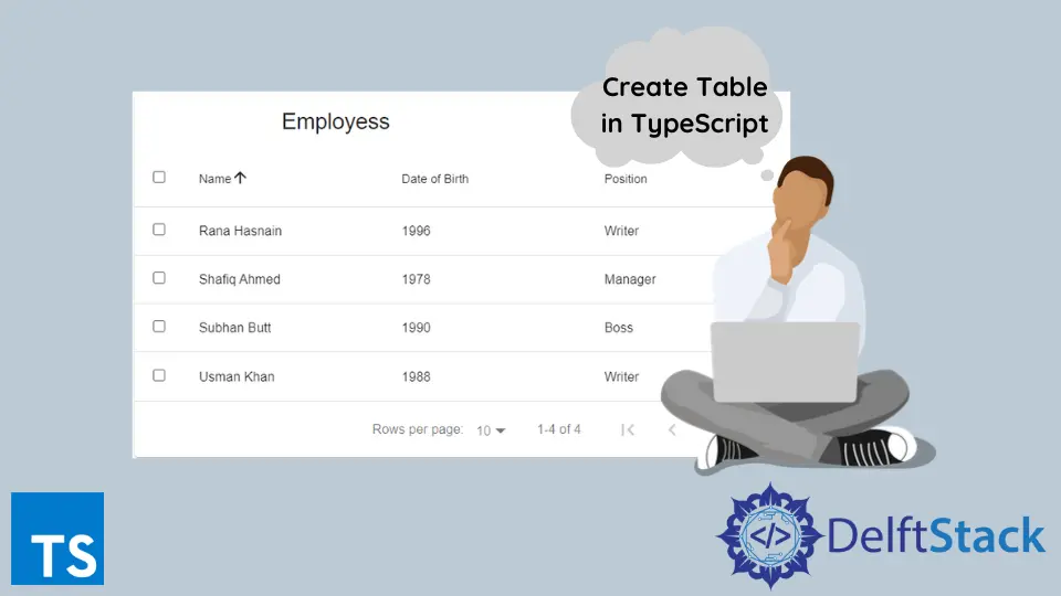 React TypeScript でテーブルを作成する