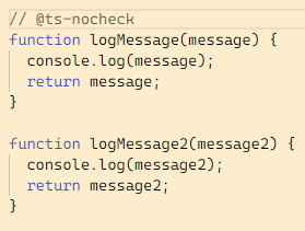 ignoring all lines next to the comment after using ts-nocheck in typescript