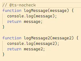 typescript で ts-nocheck を使用した後にコメントの次のすべての行を無視する