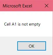 cell A1 is not empty