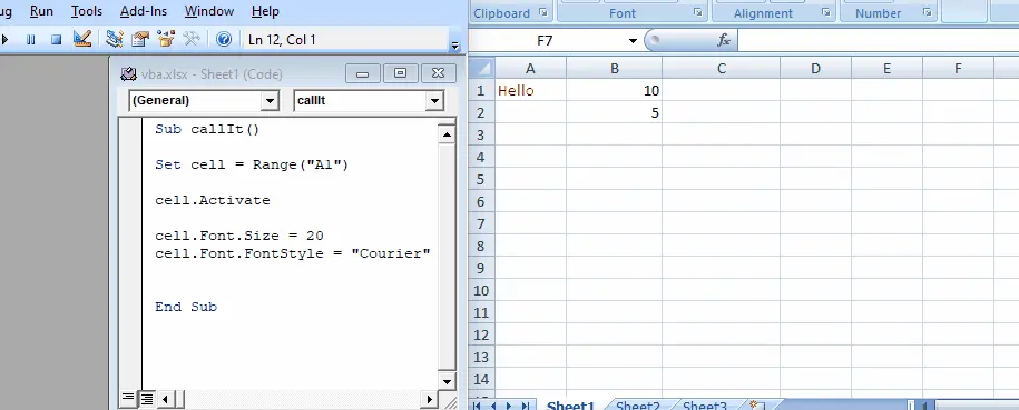 Schriftgröße und Schriftstil von VBA geändert