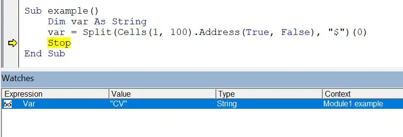 Address() 関数を使用した Refined Cells() 関数