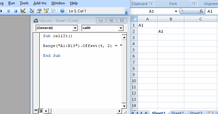 Add Values to a Range Using the Offset Method in Cells in VBA