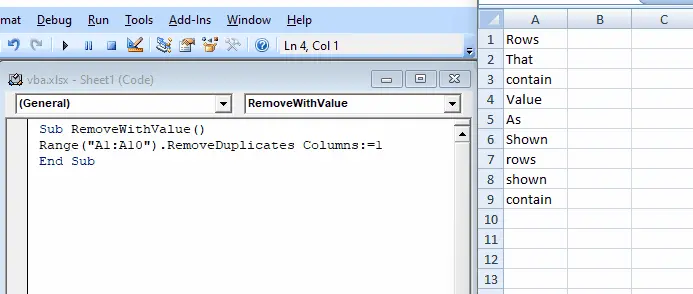 deleting rows with duplicate value in VBA code