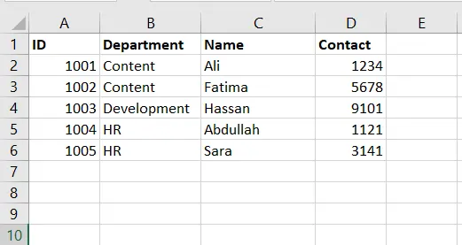 Example sheet