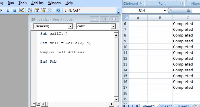 VBA でセルのアドレスを取得