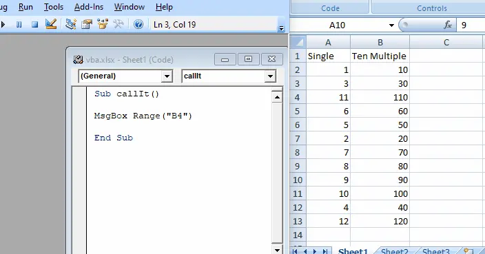 VBA でセルの値を取得