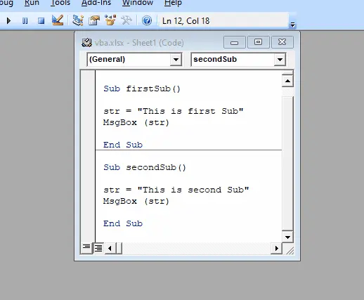 VBA の 2つの異なるサブで使用するグローバル変数