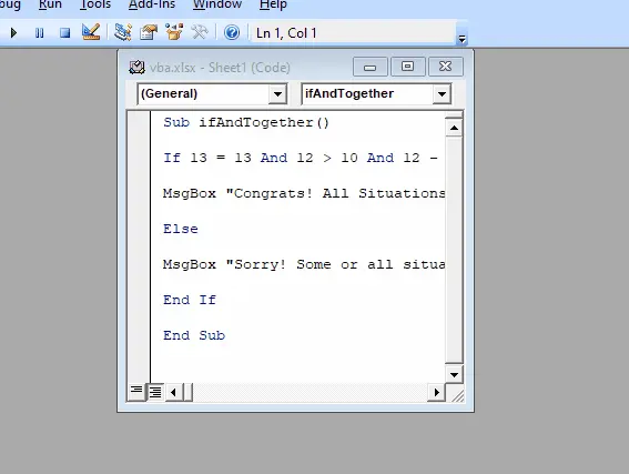 vba で if と AND を複数の条件と共に使用