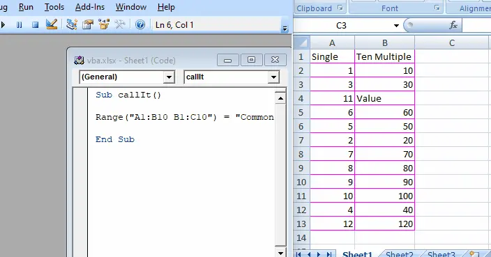 Zellen mit 2 Bereichen in VBA schneiden