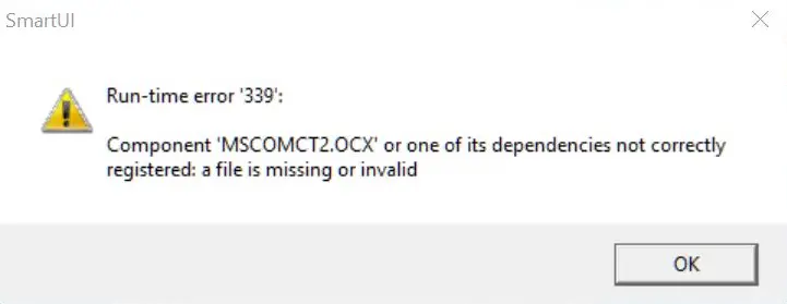 mscomct2.ocx-Datei fehlt Fehler