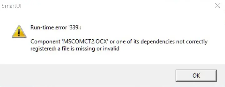 mscomct2.ocx 파일 누락 오류