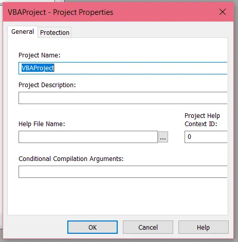 VBA Project Properties