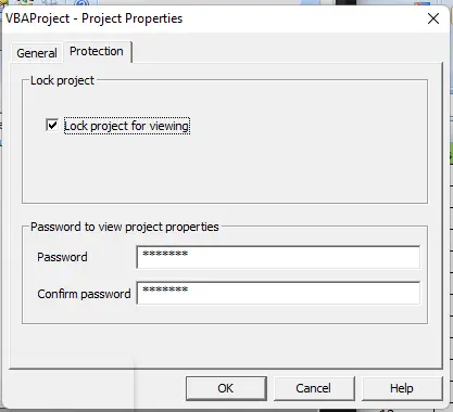 protéger la macro dans VBA étape 2