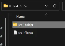 carpeta src para transferir archivos de src a dst usando el objeto del sistema de archivos en VBA