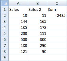 using sum function in VBA and assign the value to a cell