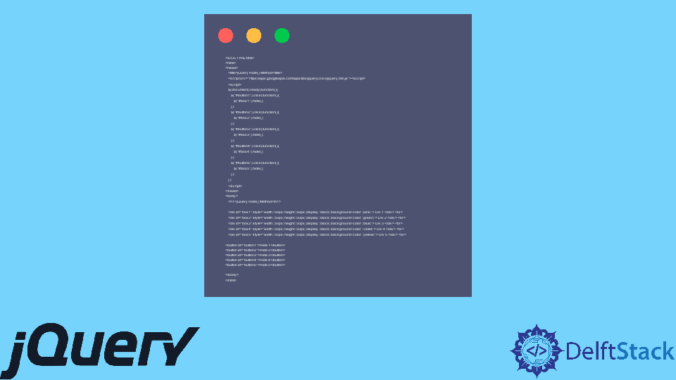Hide Div Element in jQuery | Delft Stack