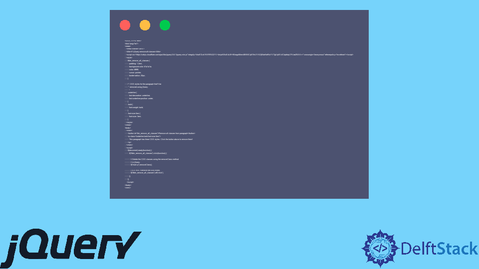 Remove All Classes With jQuery