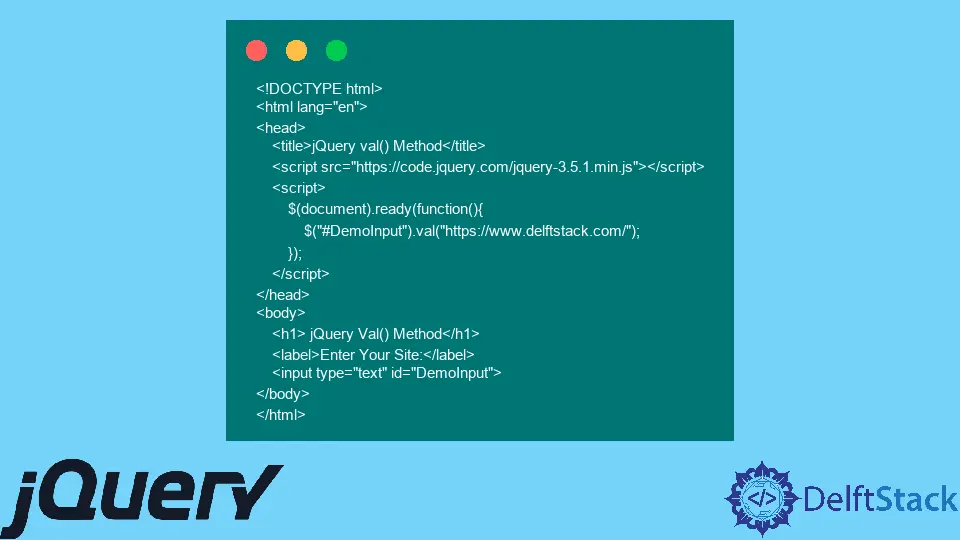 Définir la valeur d'entrée dans jQuery