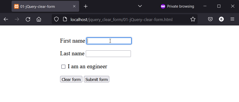 Borrar campos de formulario con selectores de CSS