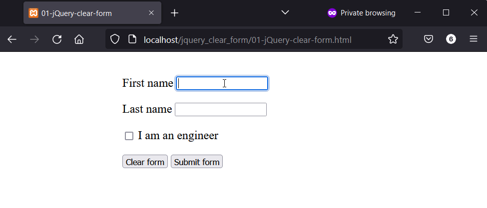 Löschen Sie Formularfelder mit CSS-Selektoren