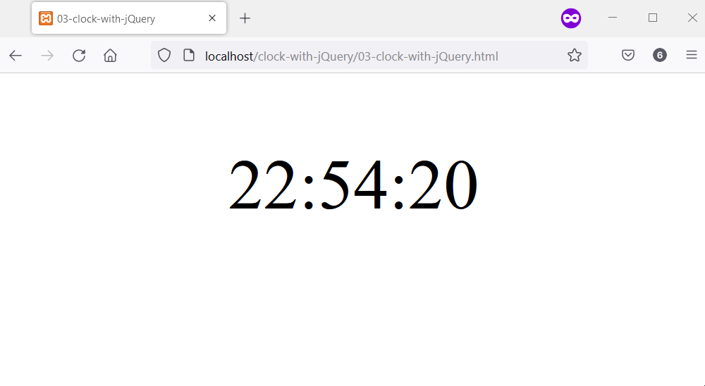 Reloj en jQuery usando la función setInterval