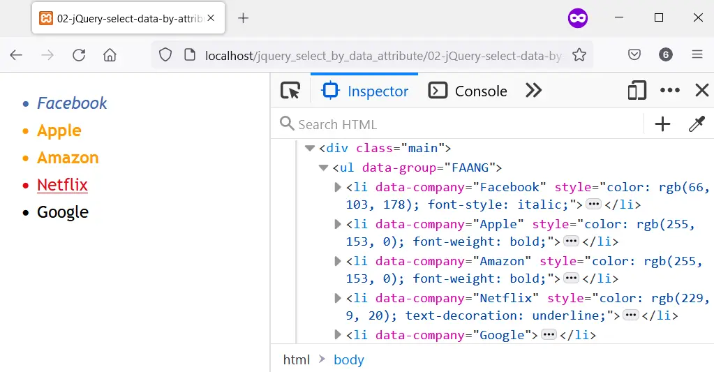 jQuery Datenattribut mit jQuery-Selektoren auswählen