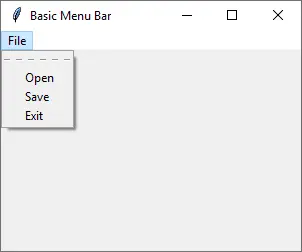 Tkinter Menubar Basic